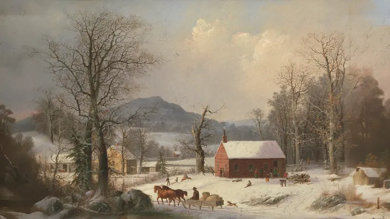 Rotes Schulhaus (Ländliche Szene) von George Henry Durrie