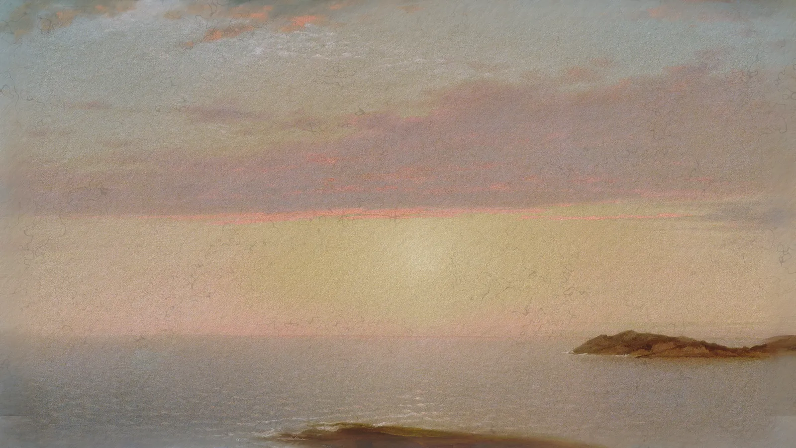 Sunset by John Frederick Kensett, extended to 16:9