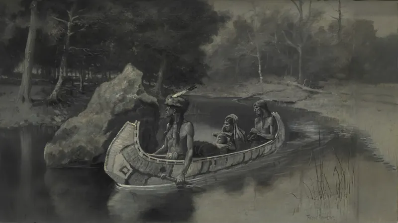 Pitched It Sheer into the River . . . Where It Still Is Seen in the Summer von Frederic Remington