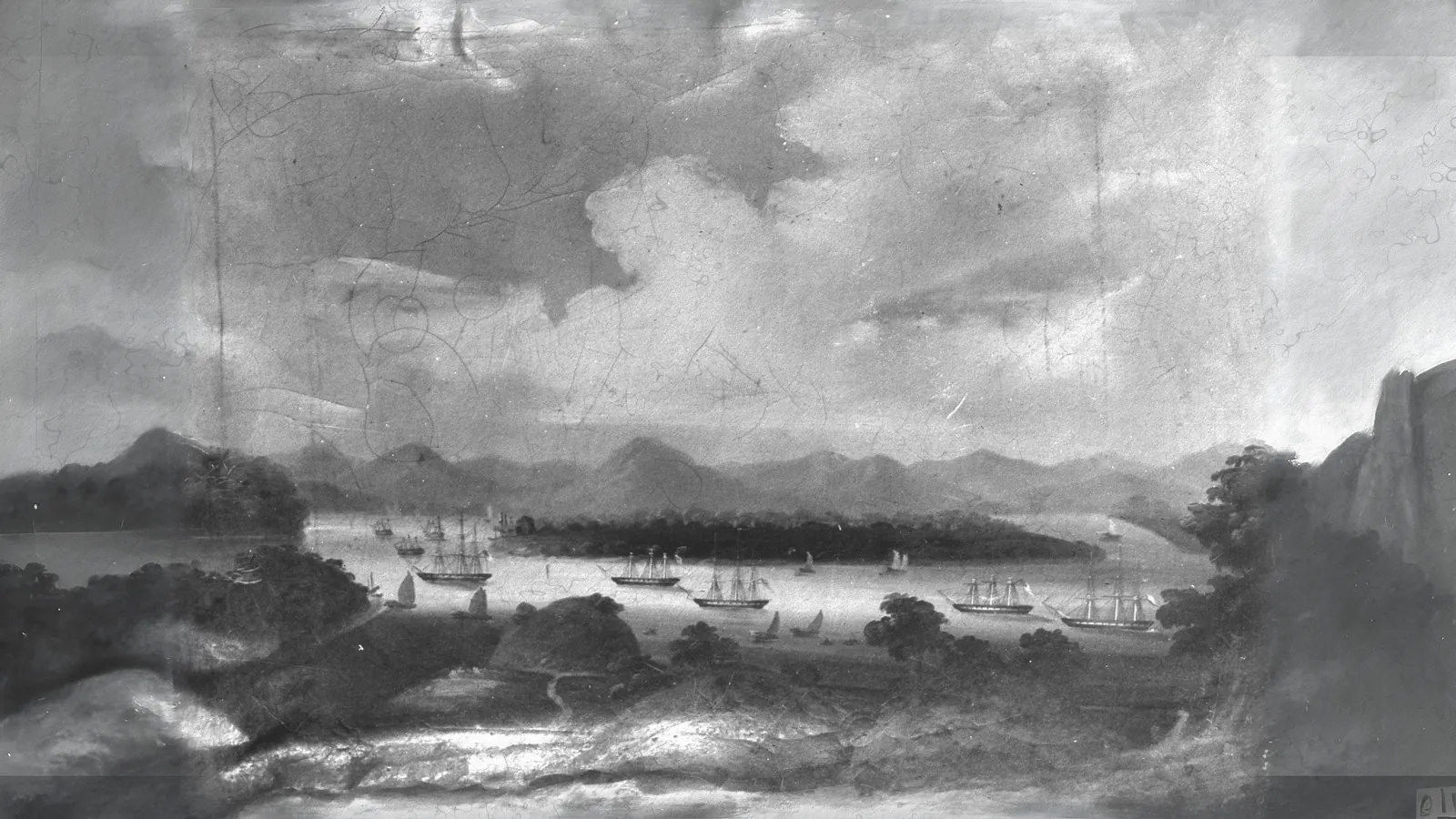 Vue du mouillage de Whampoa par Artiste inconnu, étendu au format 16:9