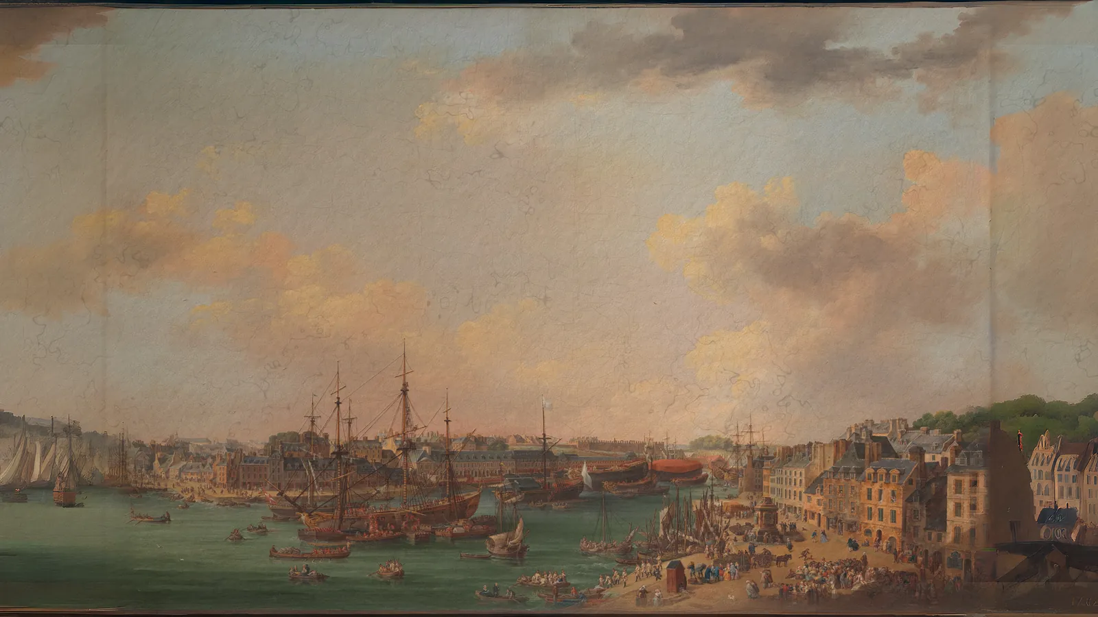 Il porto esterno di Brest di Henri Joseph van Blarenberghe, esteso in 16:9