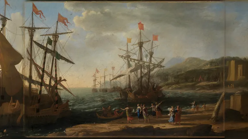Die trojanischen Frauen stecken ihre Flotte in Brand von Claude Lorrain (Claude Gellée)