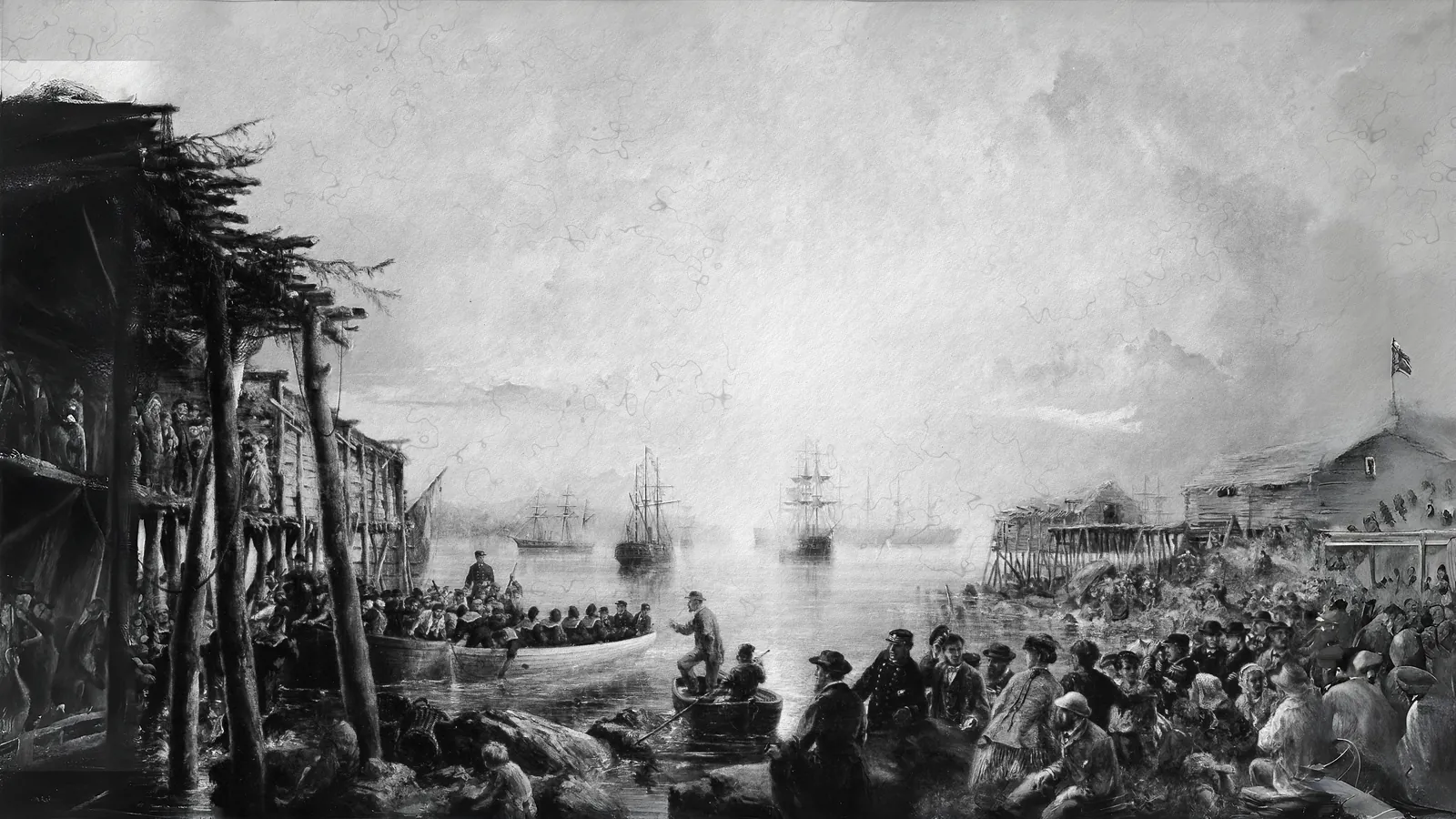 Landing at Newfoundland by Robert Charles Dudley, extended to 16:9