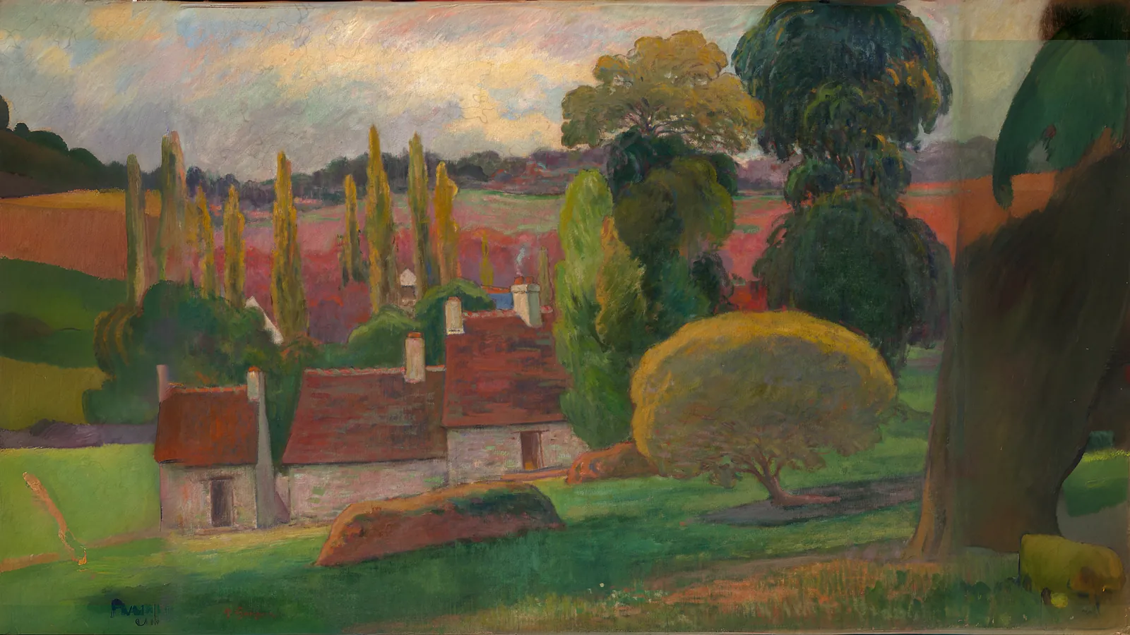 Una granja en Bretaña de Paul Gauguin, extendida a 16:9