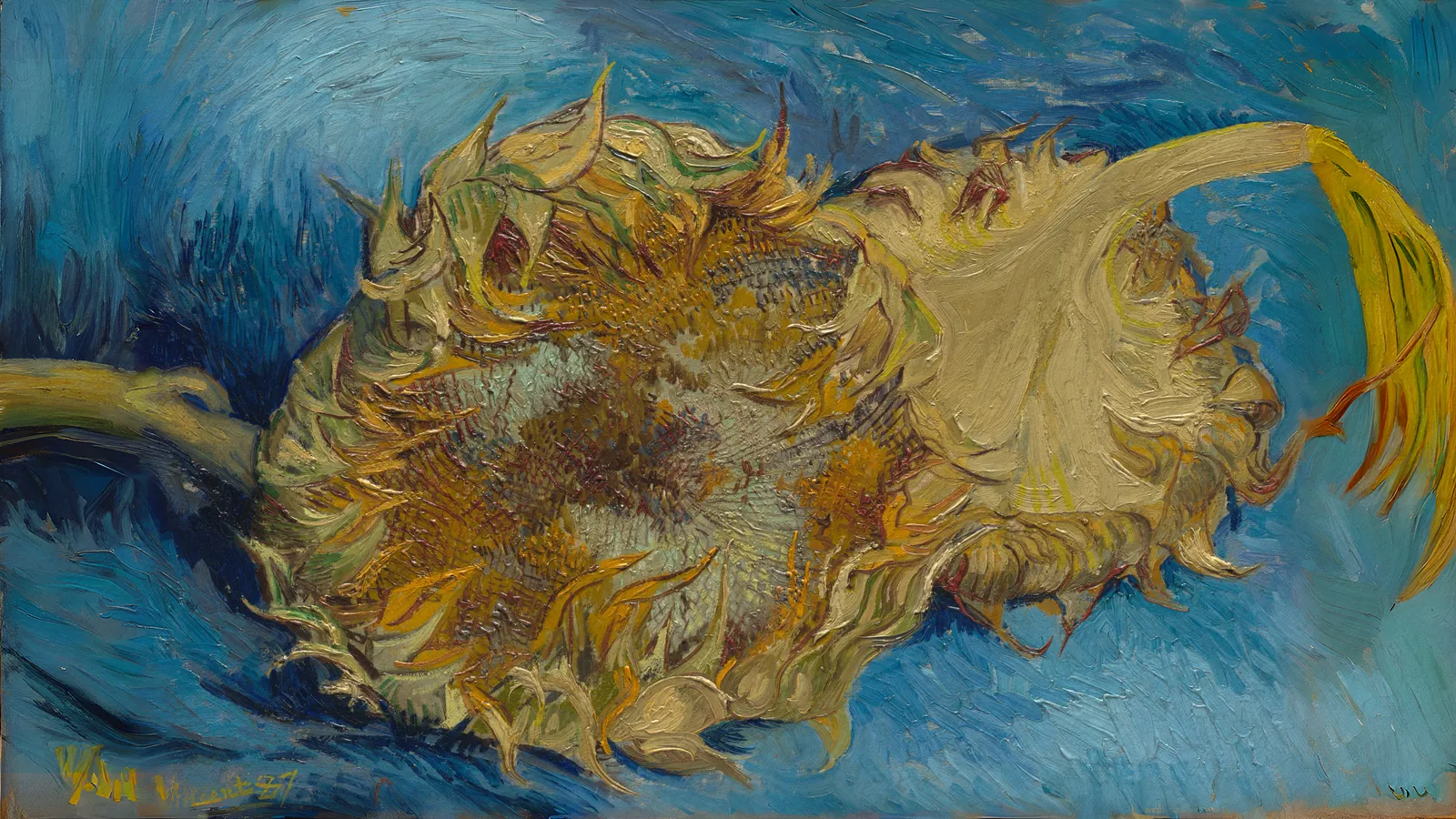 Sunflowers by Vincent van Gogh, extended to 16:9