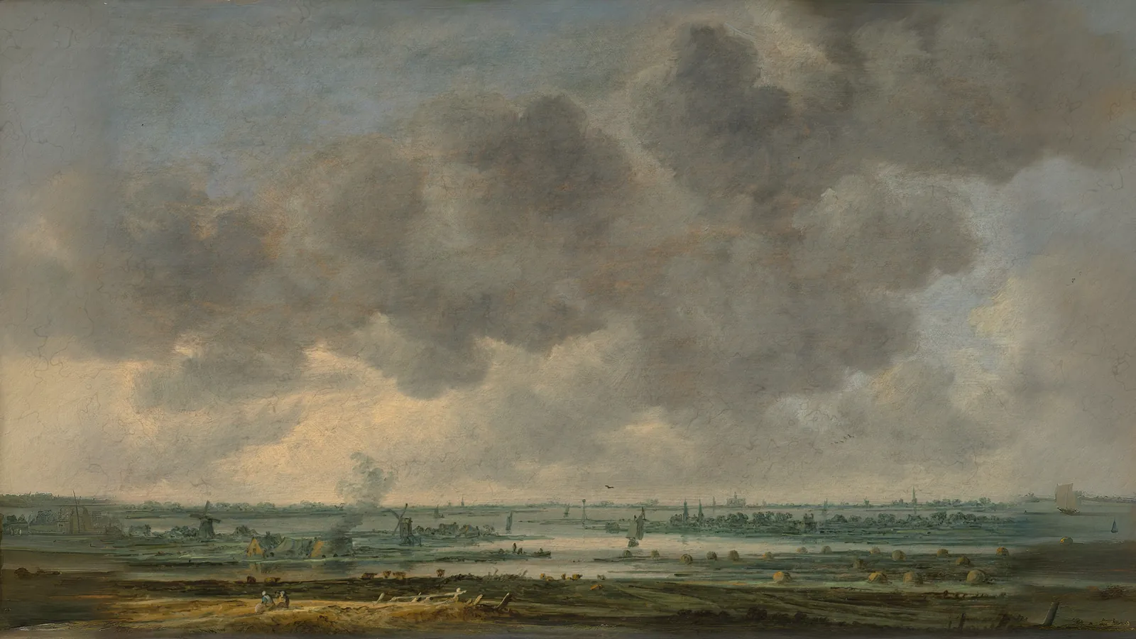 Vue de Haarlem et du Haarlemmer Meer par Jan van Goyen, étendu au format 16:9
