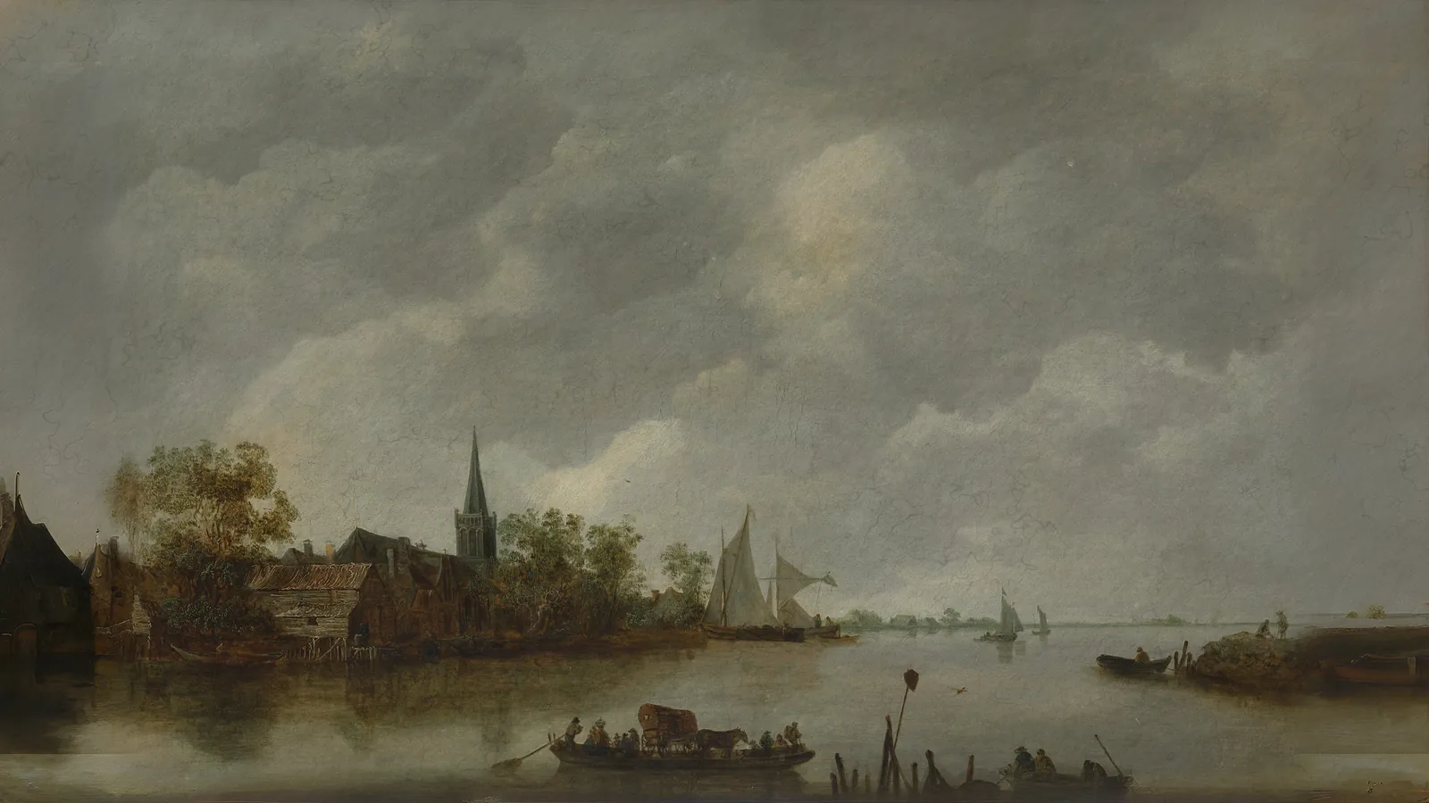 River View with a Village Church by Jan van Goyen, extended to 16:9