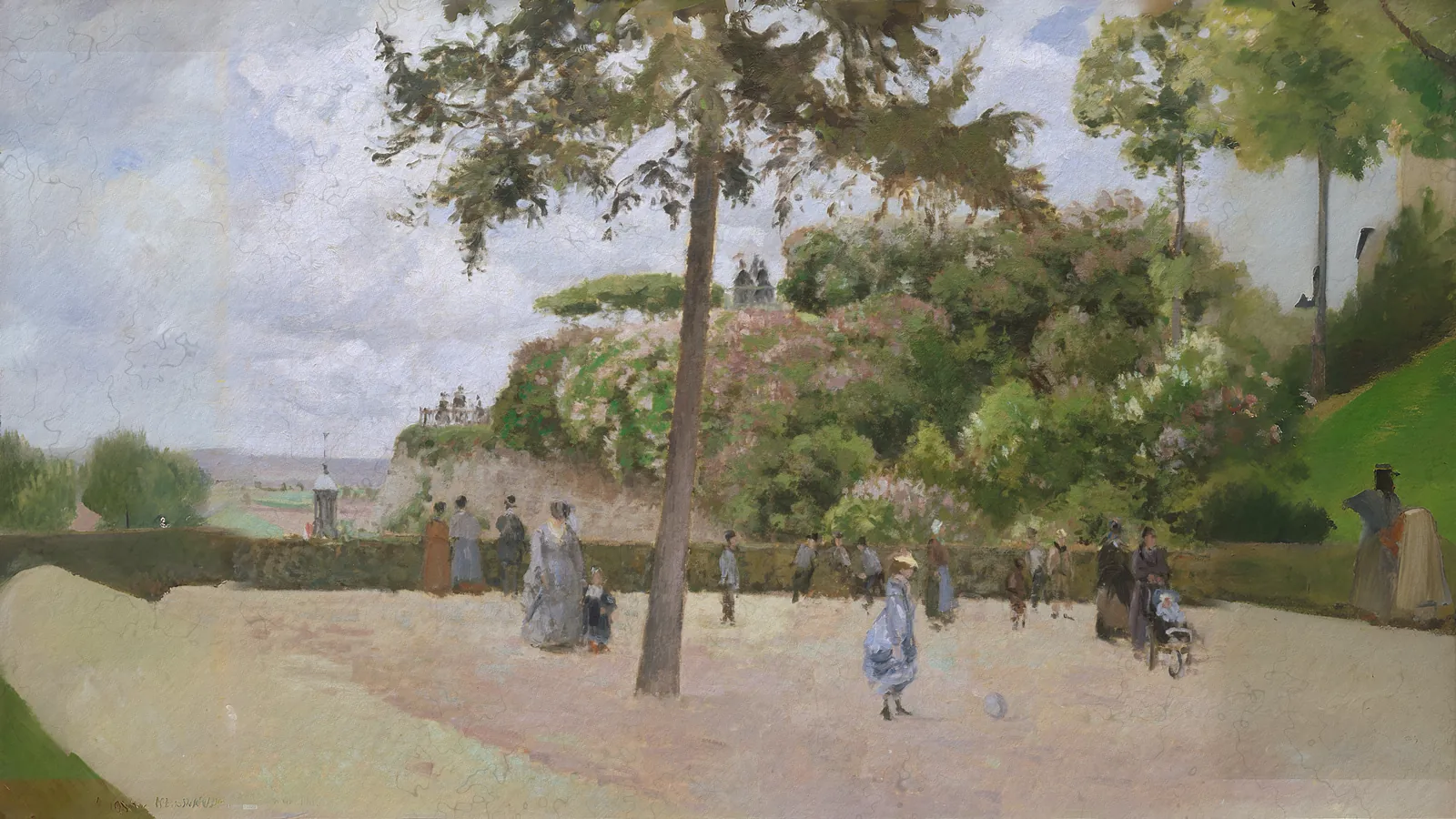The Public Garden at Pontoise by Camille Pissarro, extended to 16:9