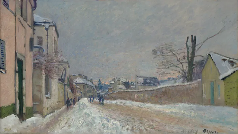 Rue Eugène Moussoir at Moret: Winter by Alfred Sisley