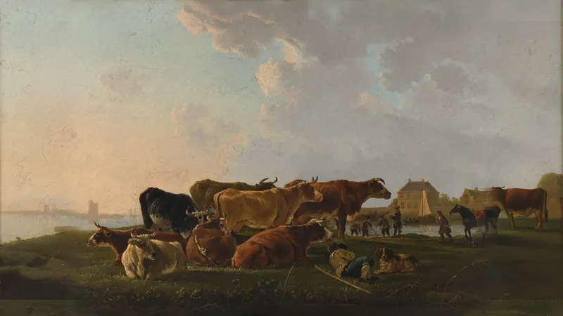 Landschaft mit Vieh von Jacob van Strij