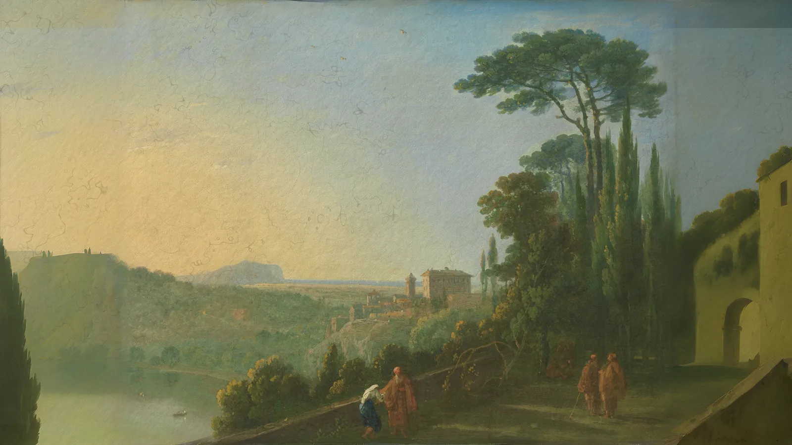 Lago di Nemi e Genzano dalla terrazza del monastero dei Cappuccini di Richard Wilson, esteso in 16:9
