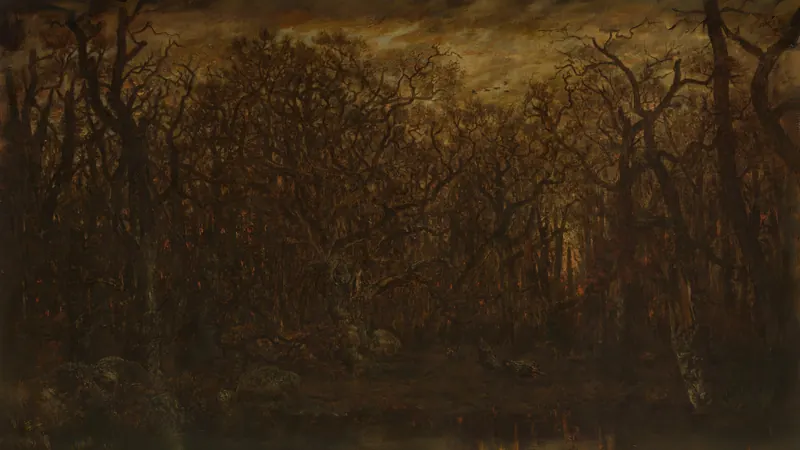 The Forest in Winter at Sunset by Théodore Rousseau