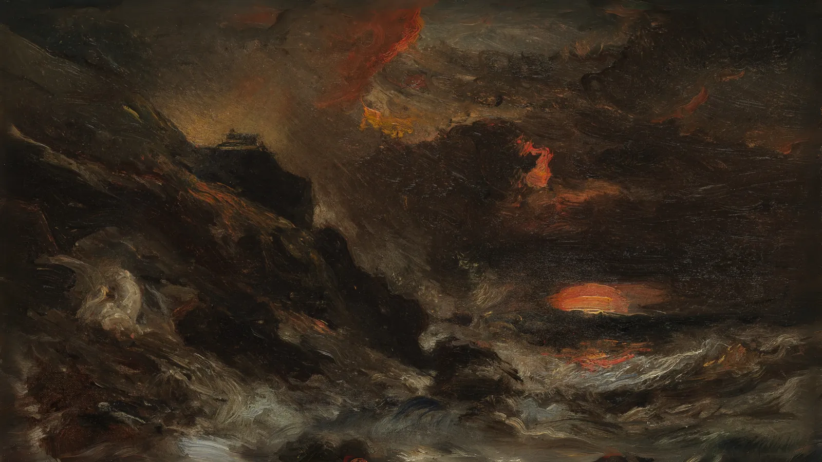 Tempesta al largo della costa della Normandia di Eugène Isabey, esteso in 16:9