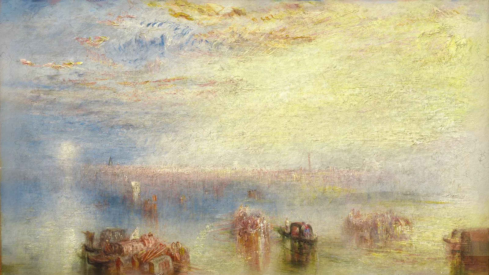 Avvicinandosi a Venezia di Joseph Mallord William Turner, esteso in 16:9
