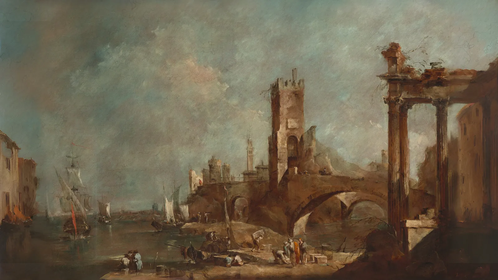 Capriccio di un porto di Francesco Guardi, esteso in 16:9