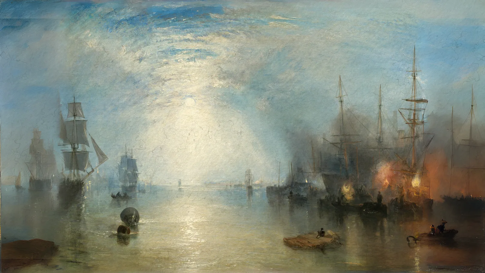 Keelmen Heaving in Coals by Moonlight by Joseph Mallord William Turner, extended to 16:9