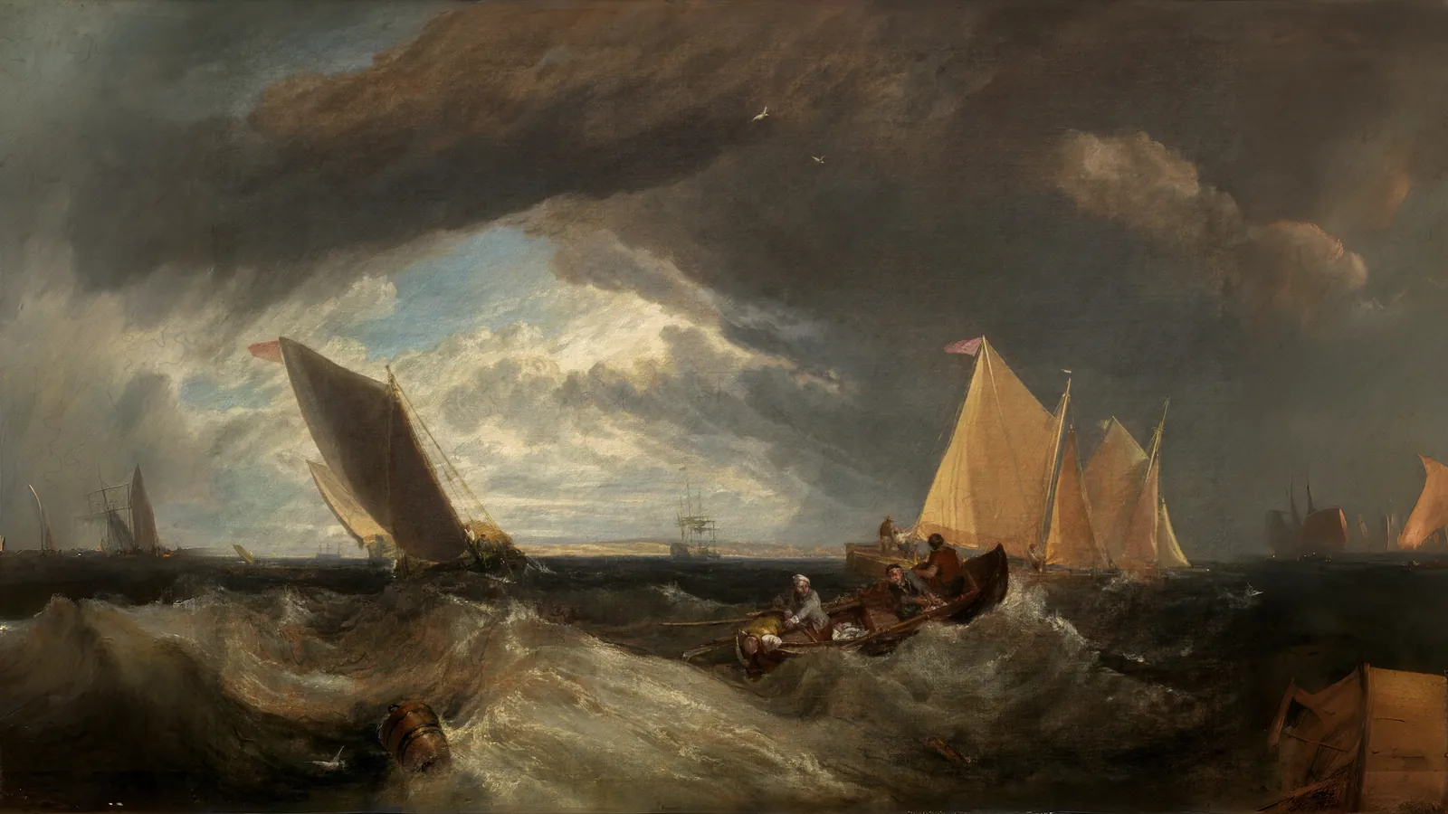 The Junction of the Thames and the Medway by Joseph Mallord William Turner, extended to 16:9