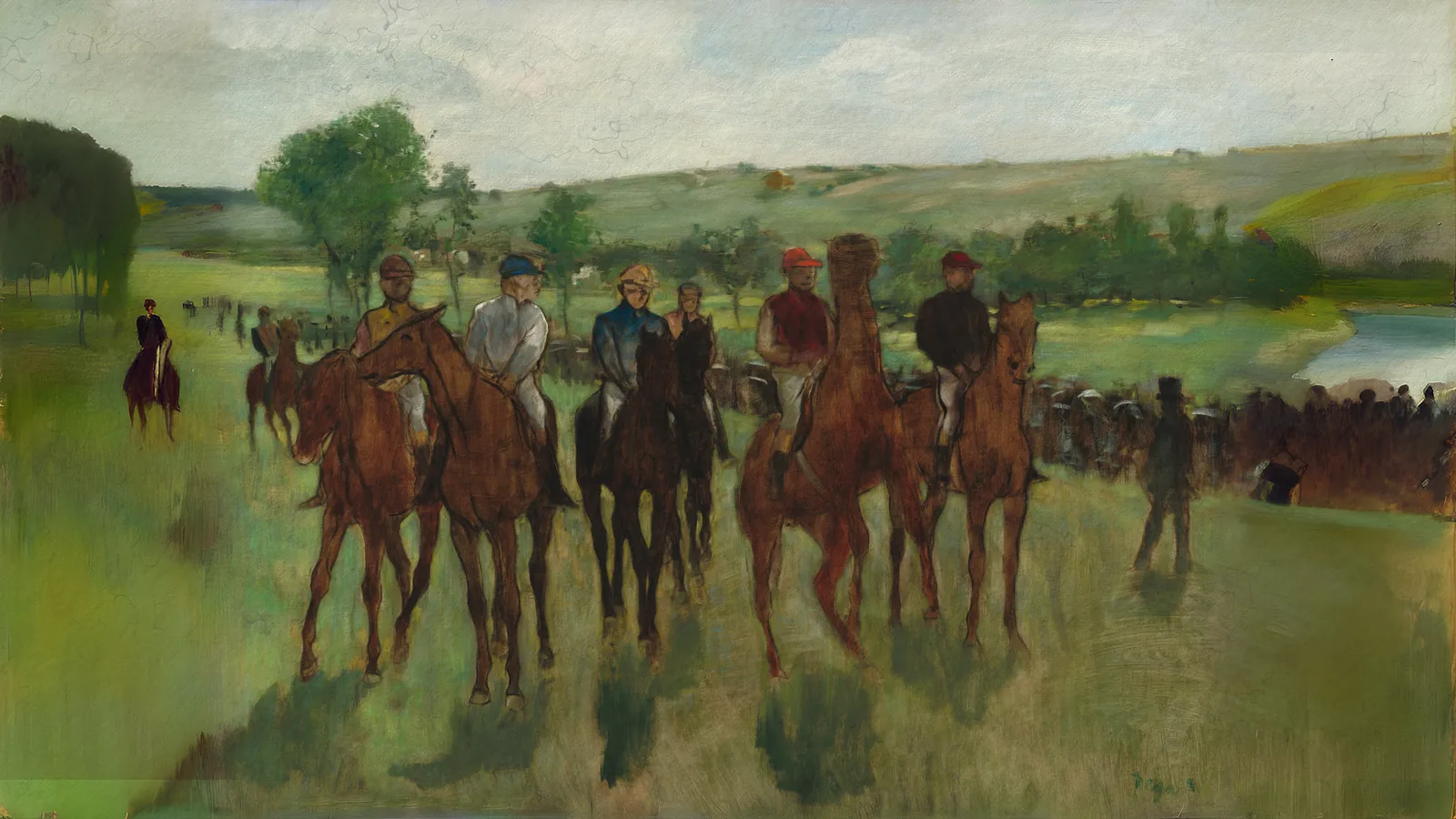 The Riders by Edgar Degas, extended to 16:9