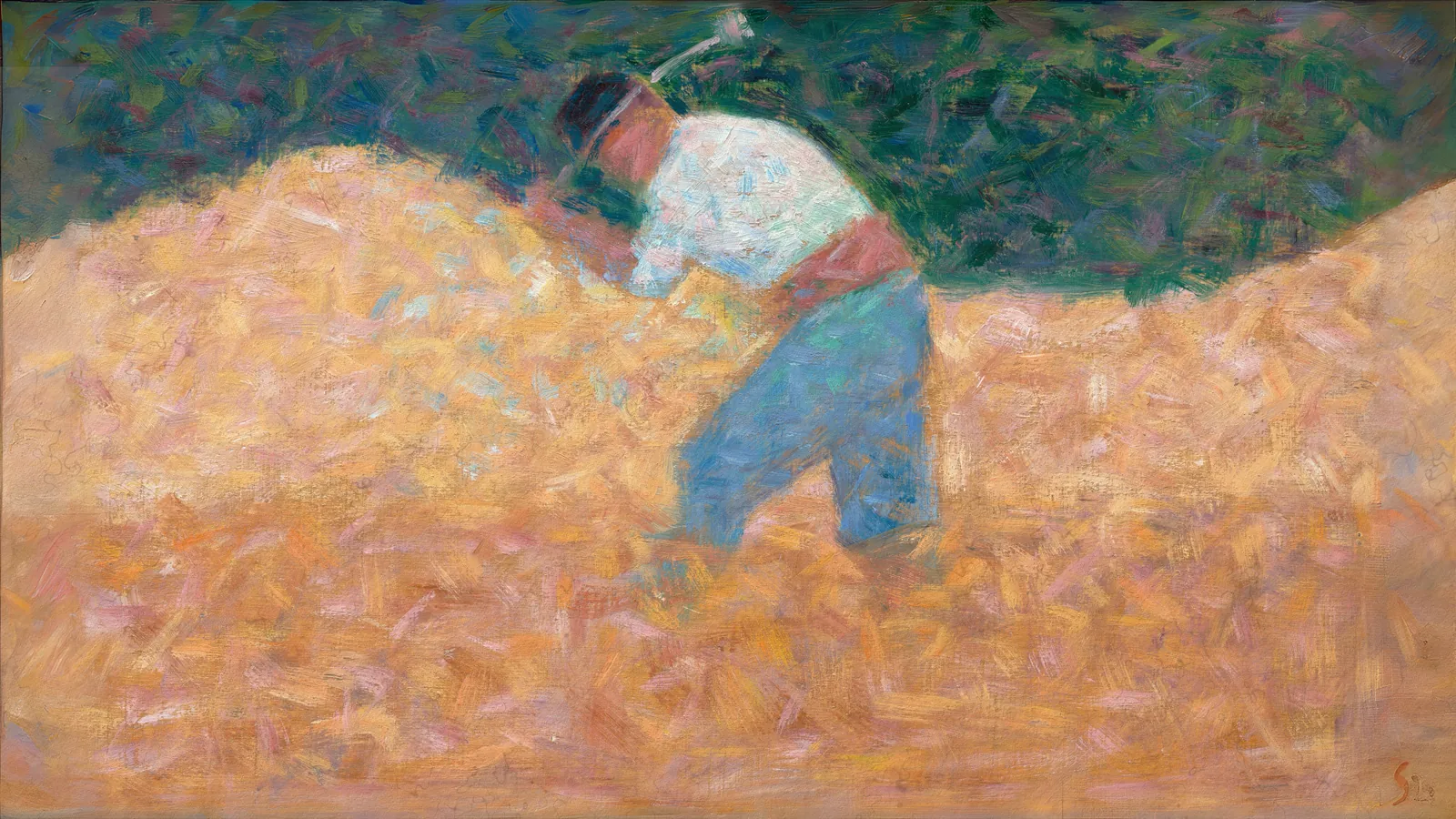 The Stone Breaker by Georges Seurat, extended to 16:9