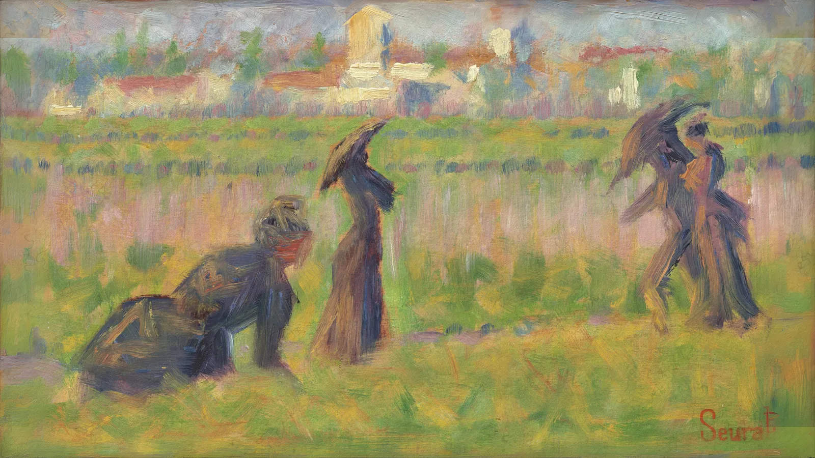 Figures in a Landscape by Georges Seurat, extended to 16:9