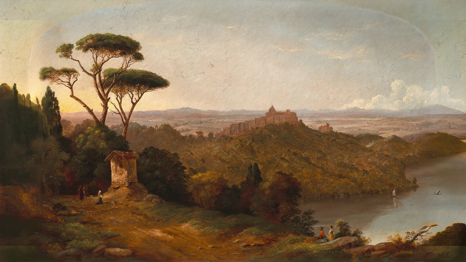 Castel Gandolfo, Lago Albano, Italia di Christopher Pearse Cranch, esteso a 16:9