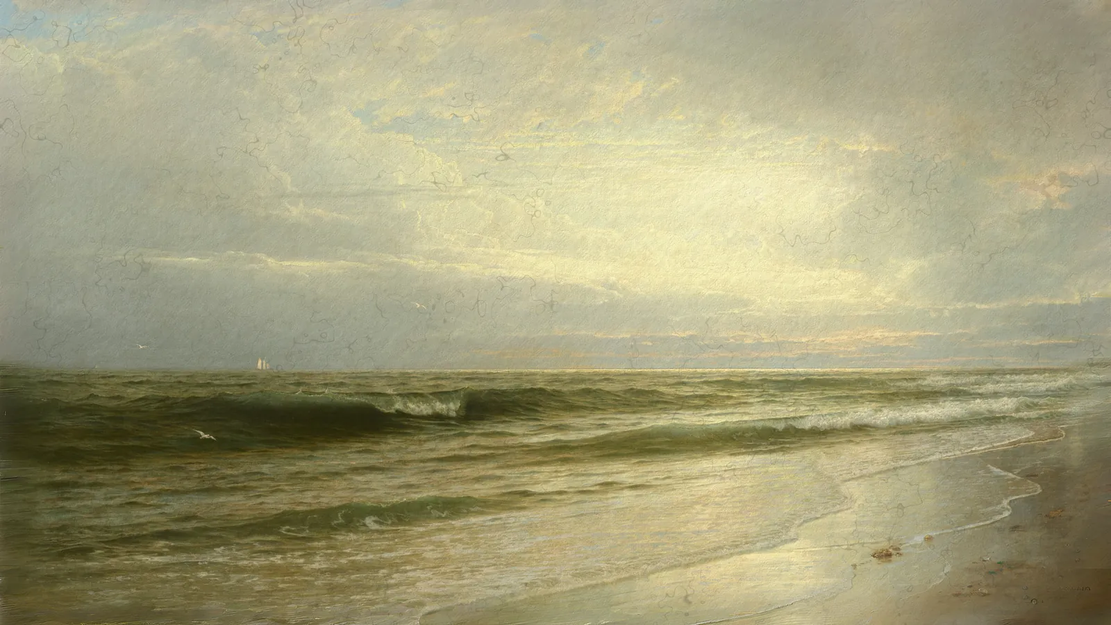 An der Küste von New Jersey von William Trost Richards, erweitert auf 16:9