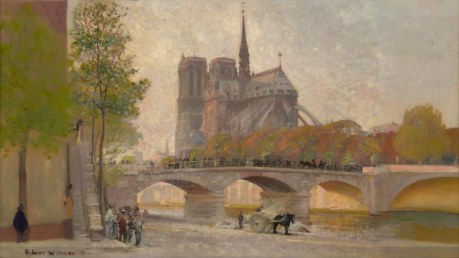 Notre Dame di Parigi di Robert William Vonnoh, esteso a 16:9