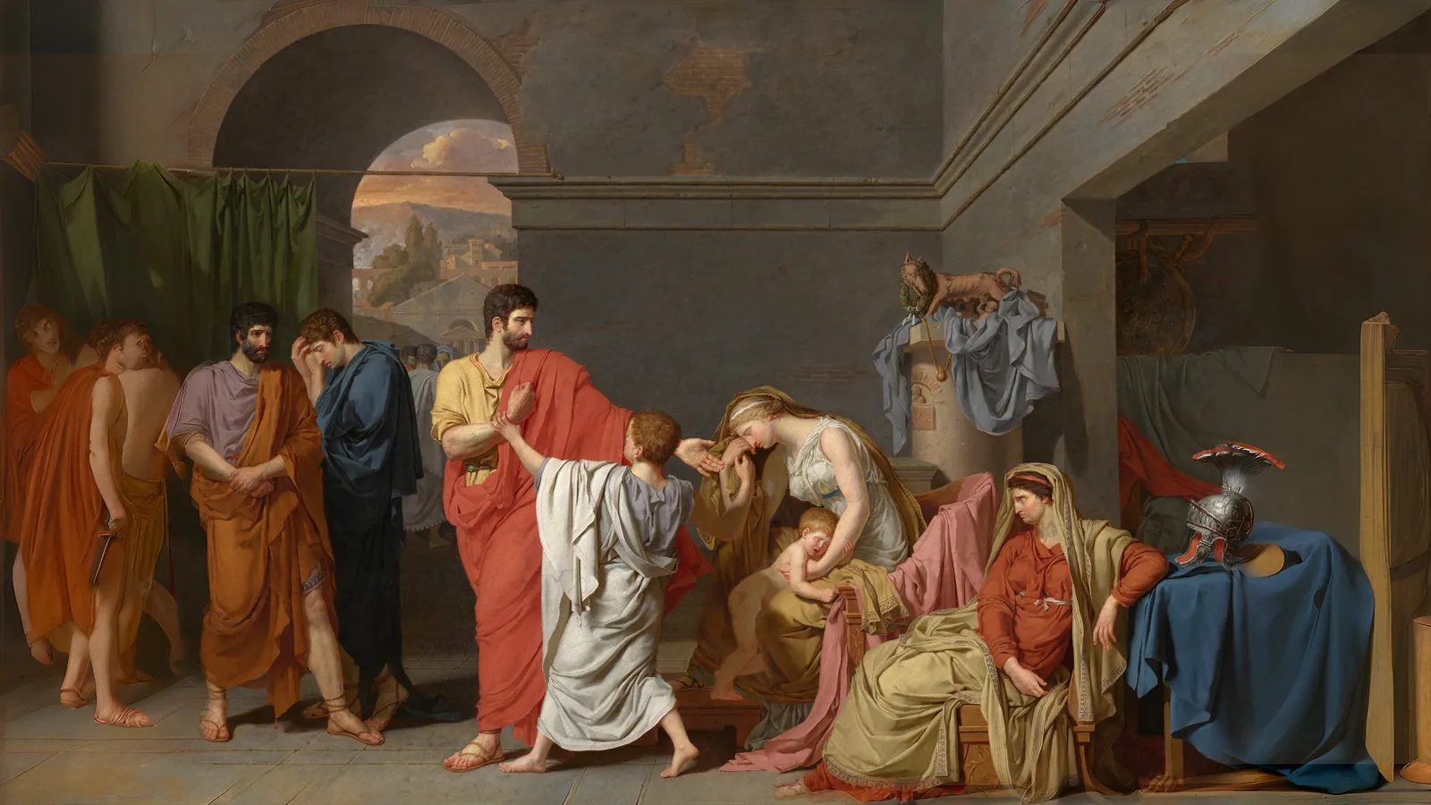 Coriolano che prende congedo dalla sua famiglia di Anne-Louis Girodet de Roussy-Trioson, esteso in 16:9