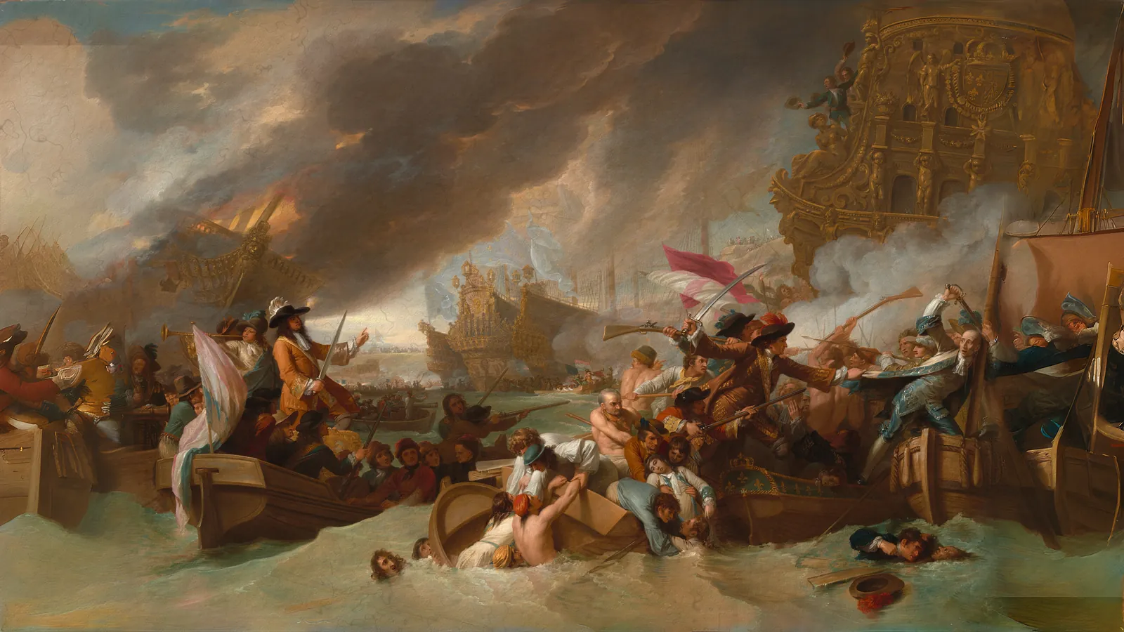 La battaglia di La Hogue di Benjamin West, esteso a 16:9