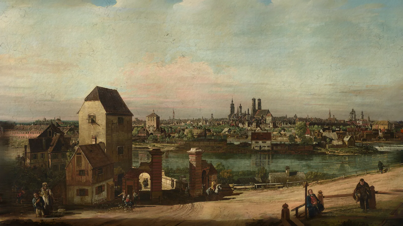 Ansicht von München von Bernardo Bellotto, erweitert auf 16:9