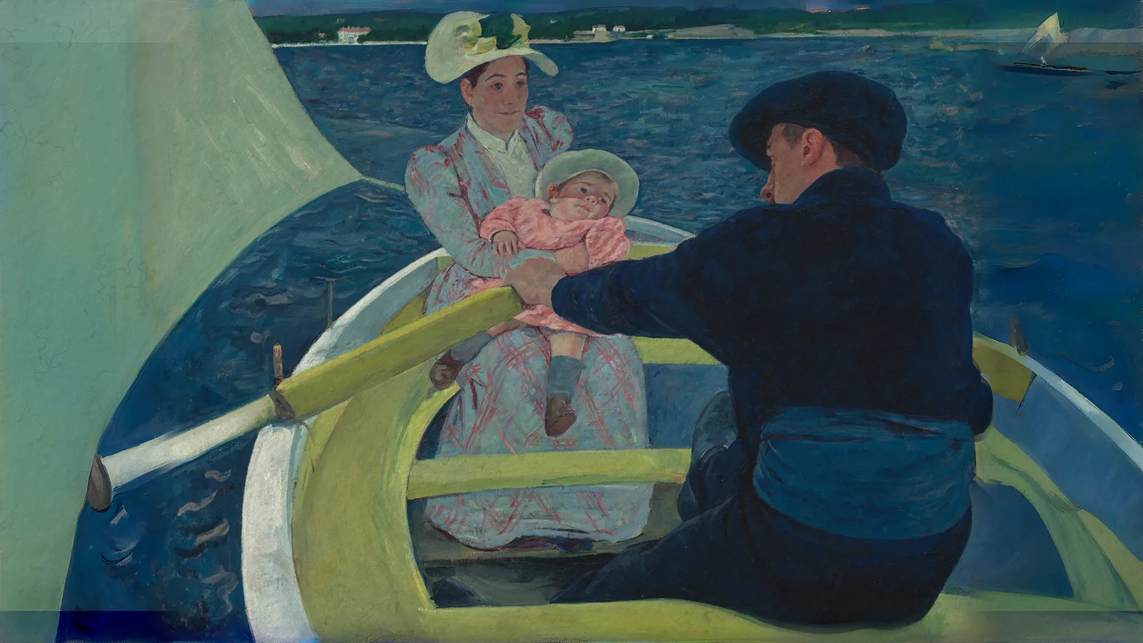 The Boating Party by Mary Cassatt, extended to 16:9