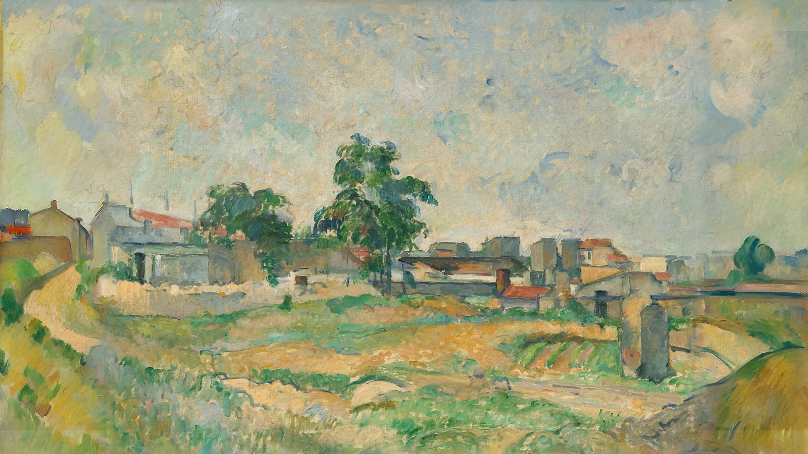 Landscape near Paris by Paul Cézanne, extended to 16:9