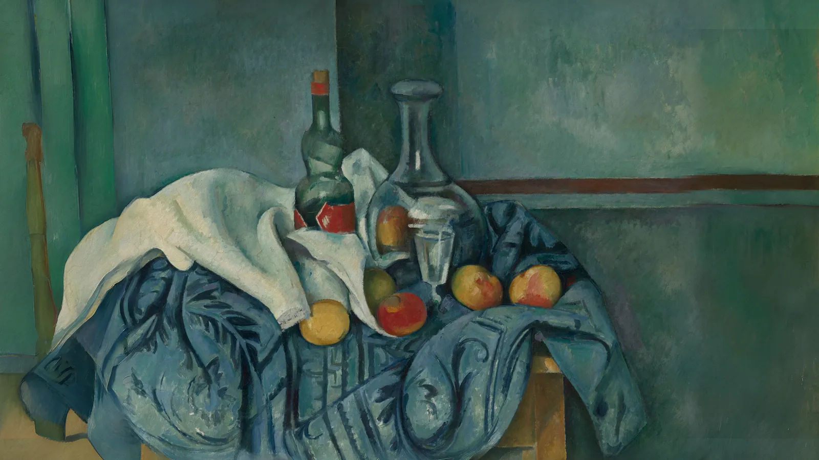 The Peppermint Bottle by Paul Cézanne, extended to 16:9