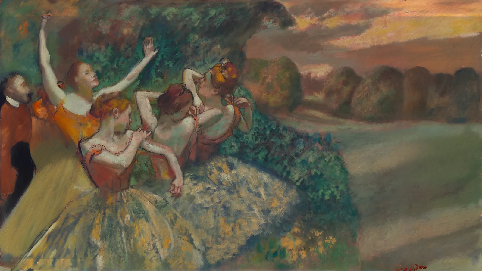 Four Dancers by Edgar Degas, extended to 16:9
