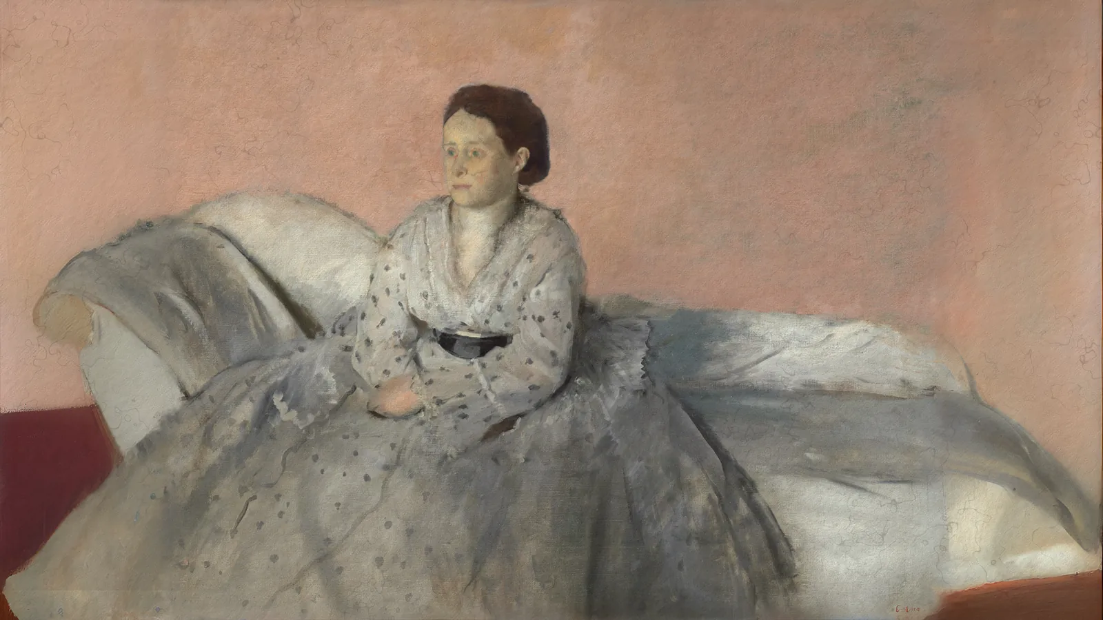 Madame René de Gas por Edgar Degas, estendido para 16:9