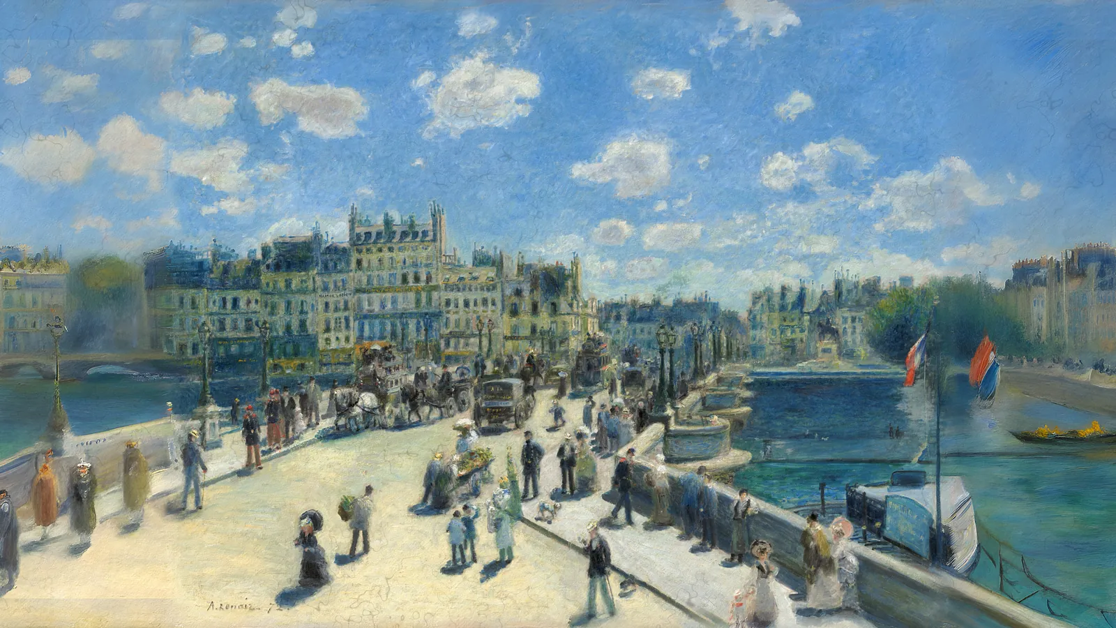 Pont Neuf, Paris by Pierre-Auguste Renoir, extended to 16:9