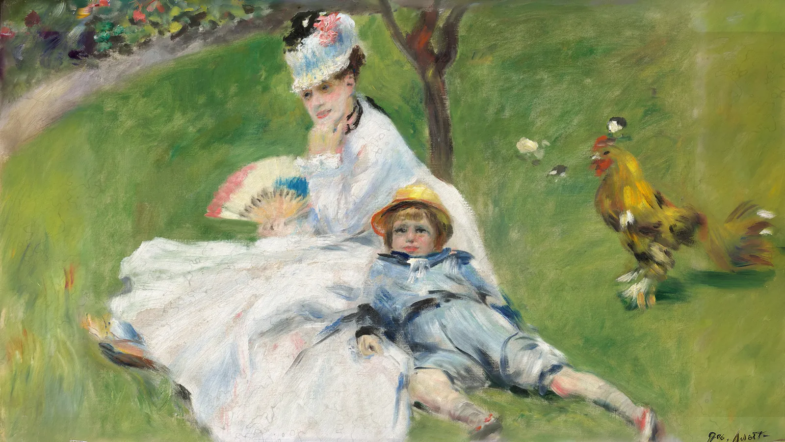 Madame Monet and Her Son by Pierre-Auguste Renoir, extended to 16:9