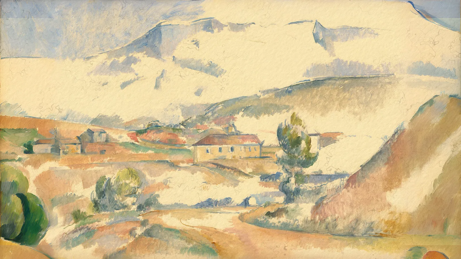 Montagne Sainte-Victoire, bei Gardanne von Paul Cézanne, erweitert auf 16:9