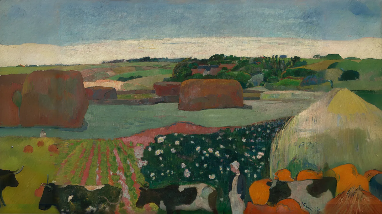 Heuhaufen in der Bretagne von Paul Gauguin, erweitert auf 16:9