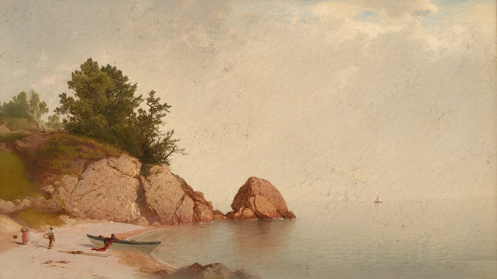 Beach at Beverly by John Frederick Kensett, extended to 16:9