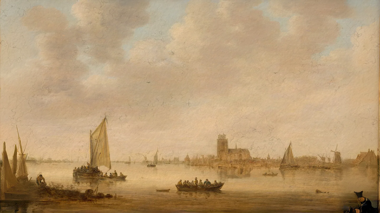 View of Dordrecht from the Dordtse Kil by Jan van Goyen, extended to 16:9