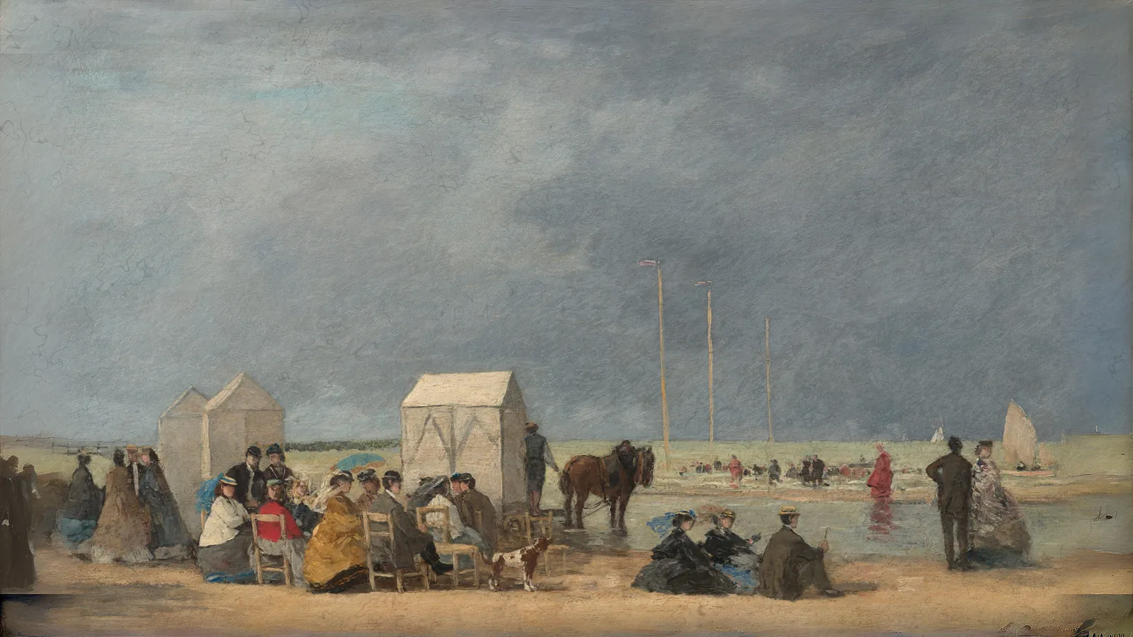 Bathing Time at Deauville by Eugène Boudin, extended to 16:9