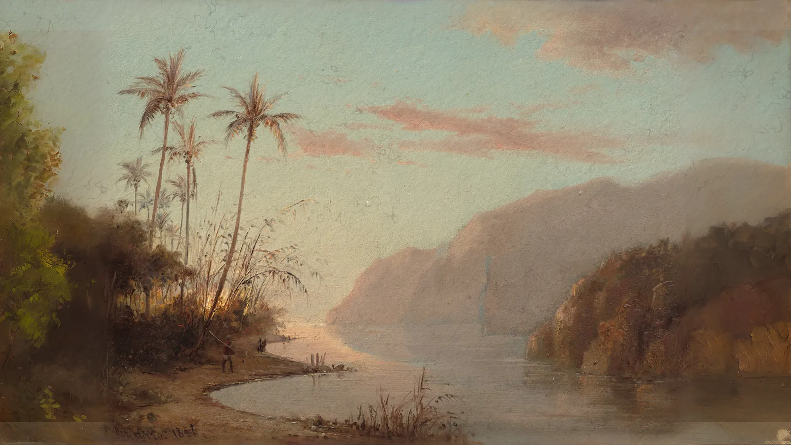 Ein Bach in St. Thomas (Jungferninseln) von Camille Pissarro, erweitert auf 16:9