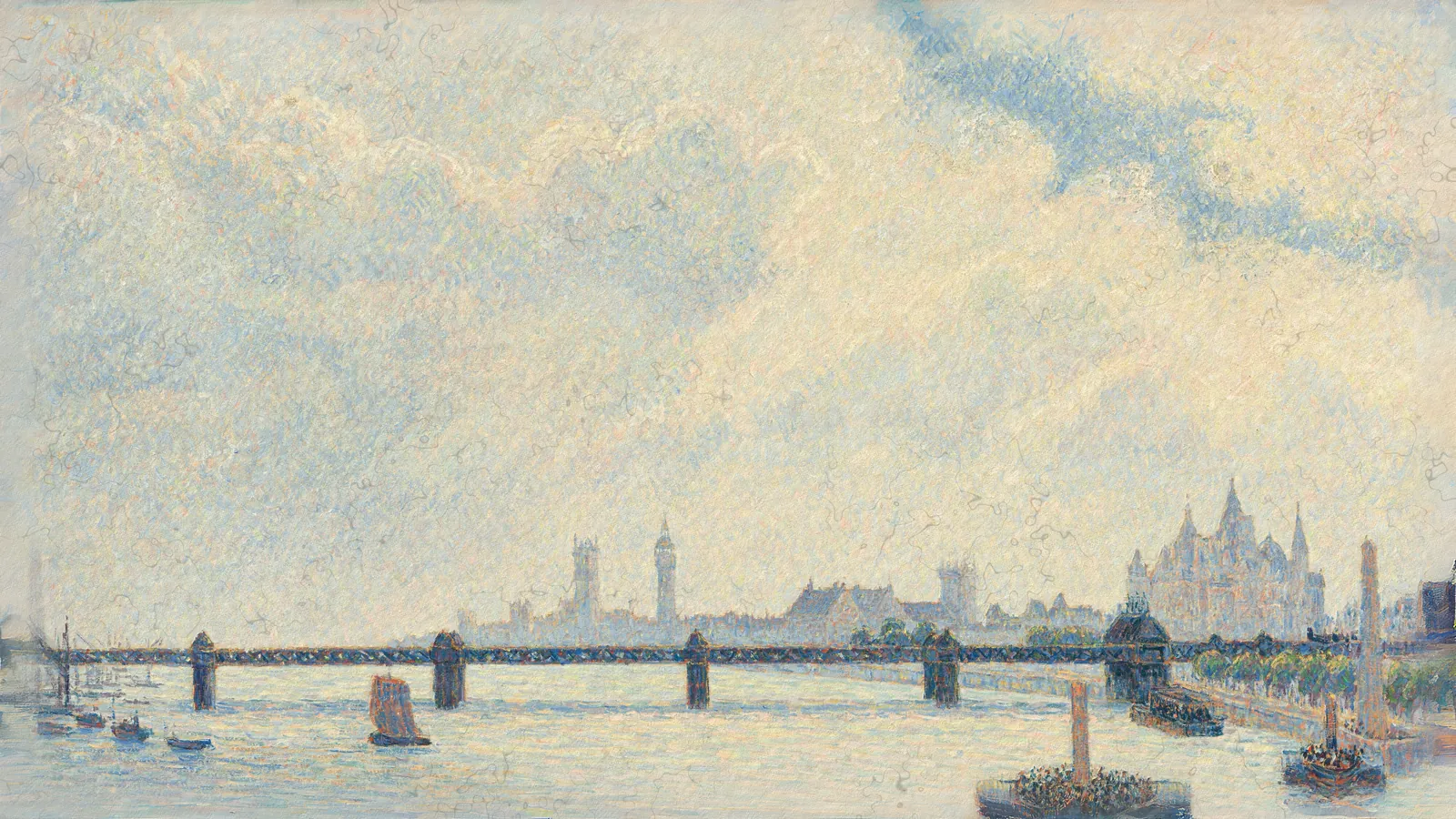 Puente de Charing Cross, Londres de Camille Pissarro, extendido a 16:9