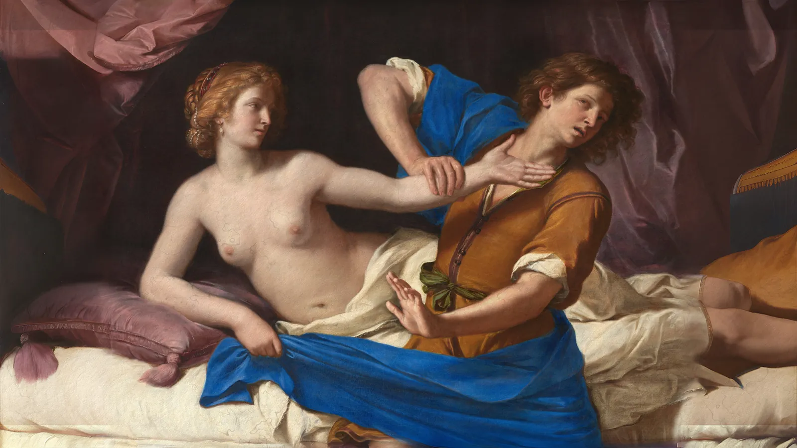 Joseph and Potiphar's Wife by Guercino, extended to 16:9