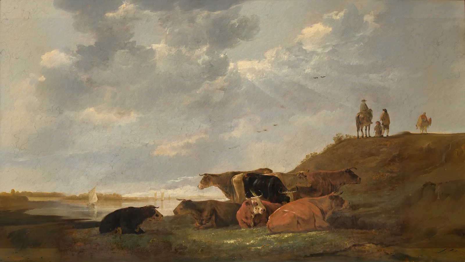 Paesaggio fluviale con mucche di Aelbert Cuyp, esteso a 16:9