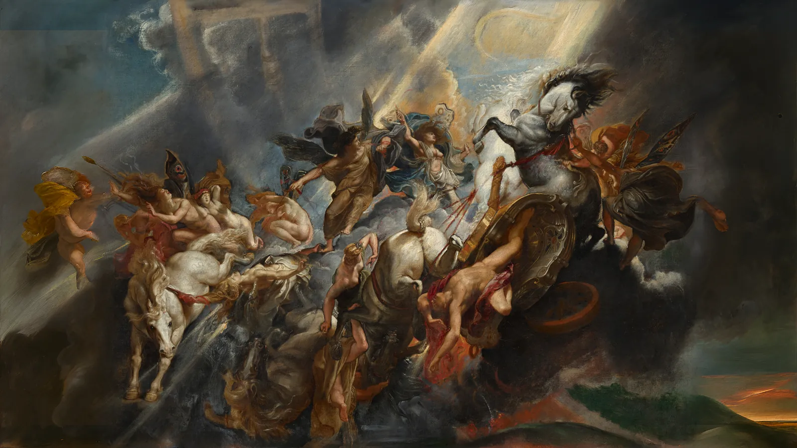 Der Sturz des Phaeton von Sir Peter Paul Rubens, erweitert auf 16:9
