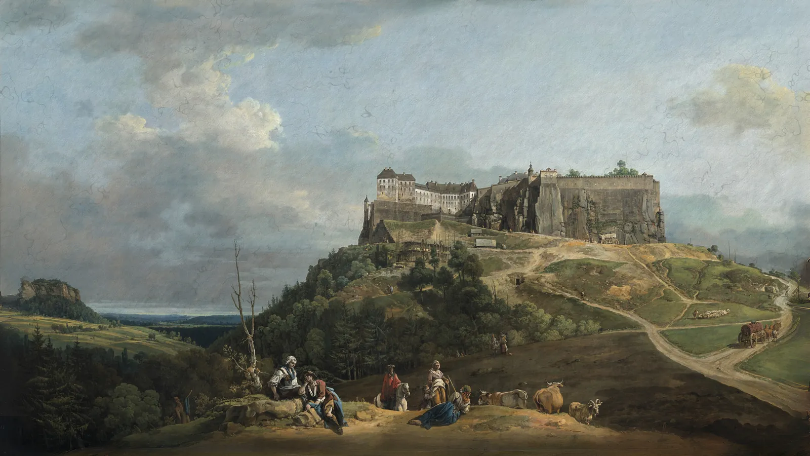The Fortress of Königstein by Bernardo Bellotto, extended to 16:9