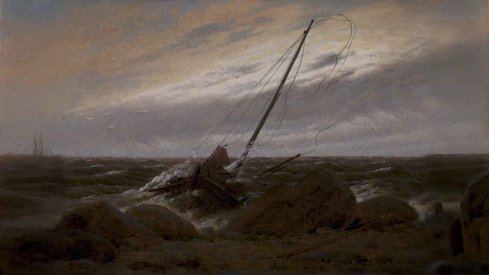 Después de la tormenta por Caspar David Friedrich, extendido a 16:9